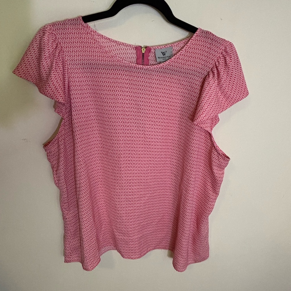Worthington Pink Flutter Sleeve Blouse